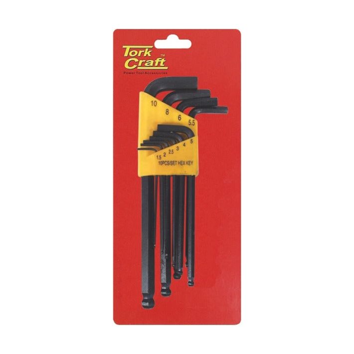 Tork Craft 10PCE Hex Key Set Ball Point 1.5-10mm