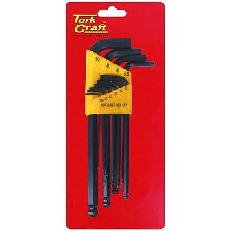 Tork Craft 10PCE Hex Key Set Ball Point 1.5-10mm