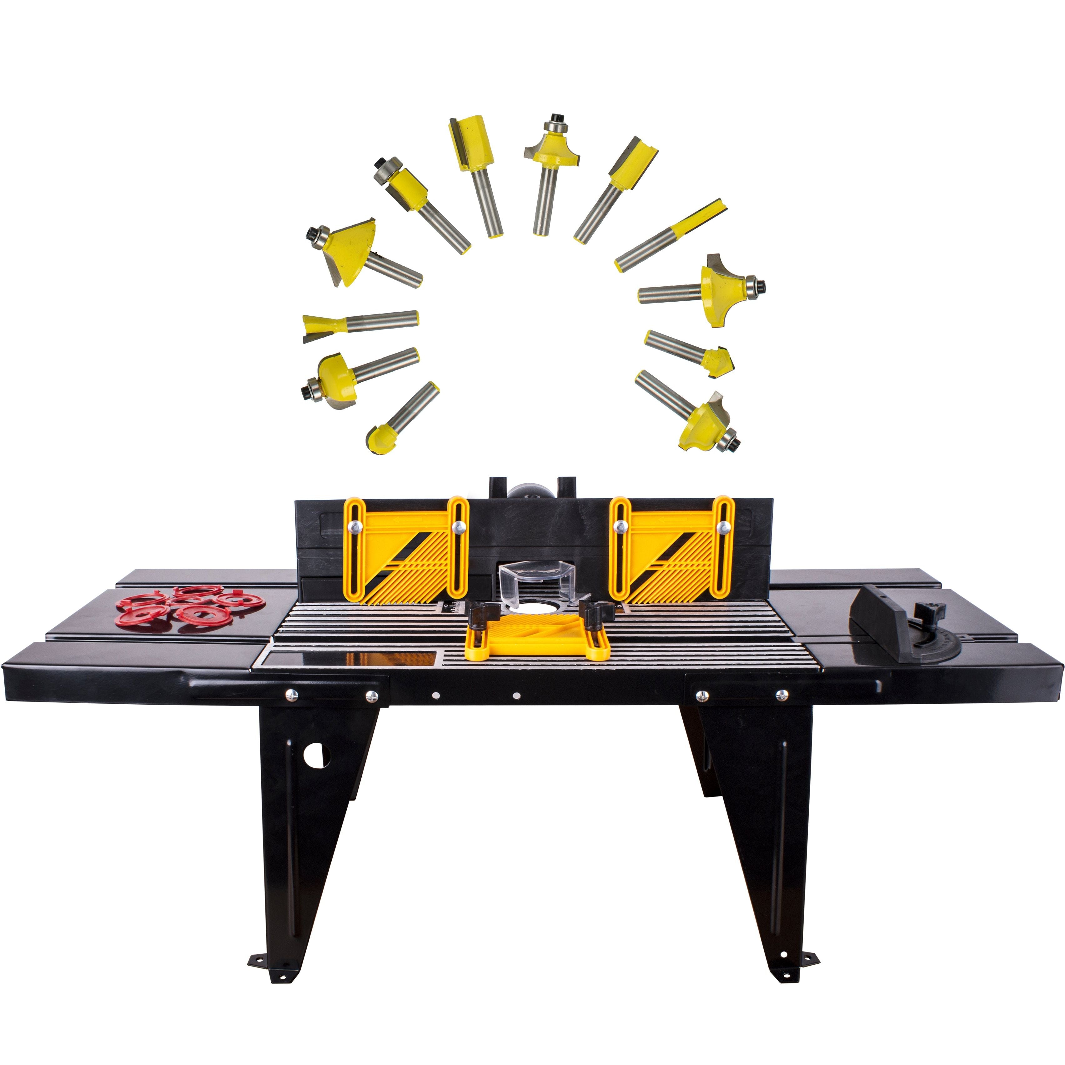 ROUTER TABLE RT001 C/W 12PC 1/4 SHANK ROUTER BIT SET DY012B AG – CBS ...